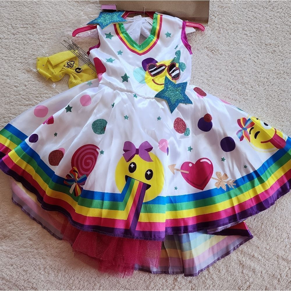 New Girl's Nickelodeon Jojo Siwa Emoji Dress Halloween Costume size 4/6